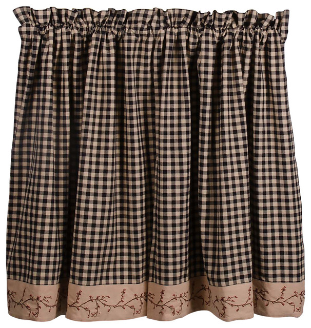Black Primitive Home Decors Berry Vine Check Valance Black Primitive Home Decors Berry Vine Check Valance