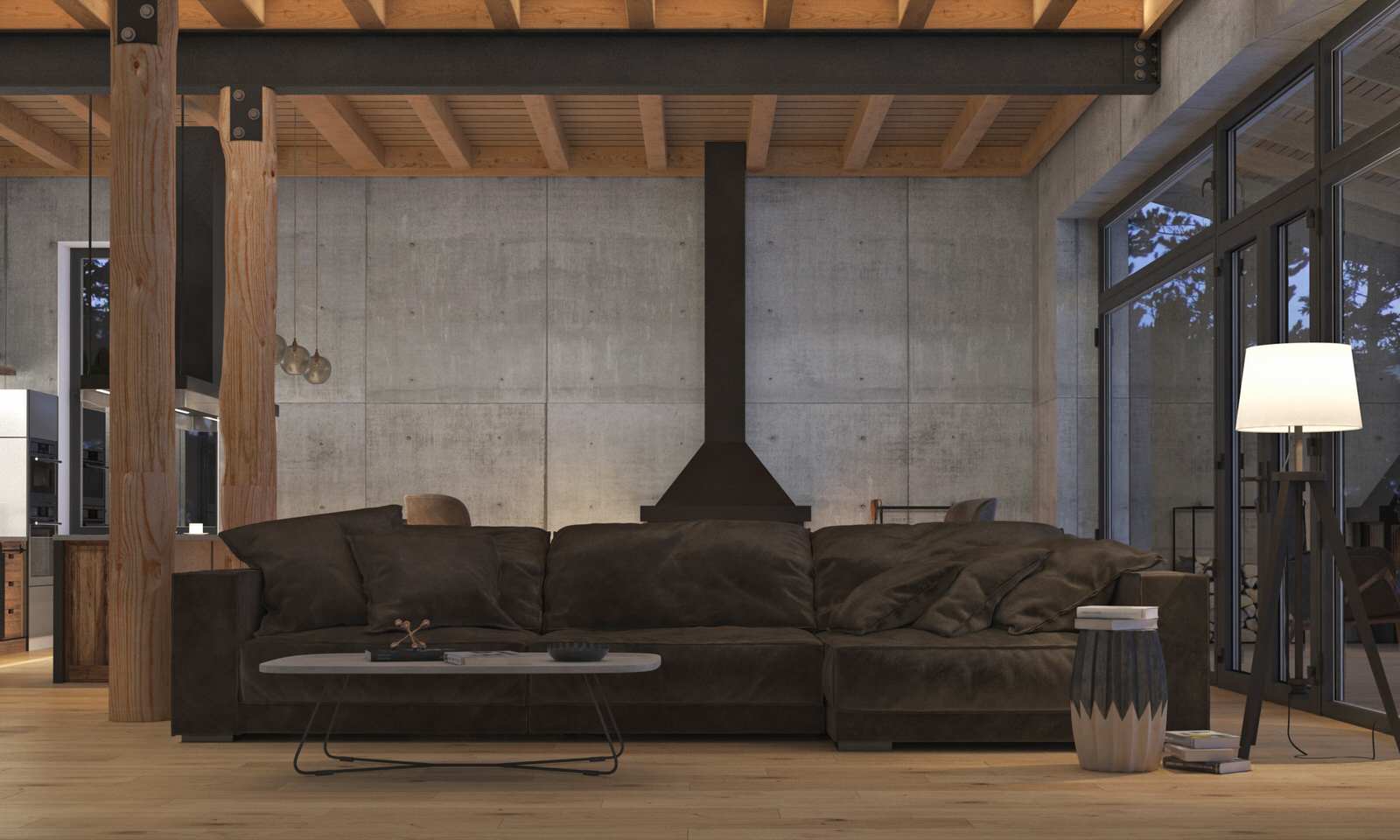 Дизайн-проект интерьера загородного дома (из бруса)