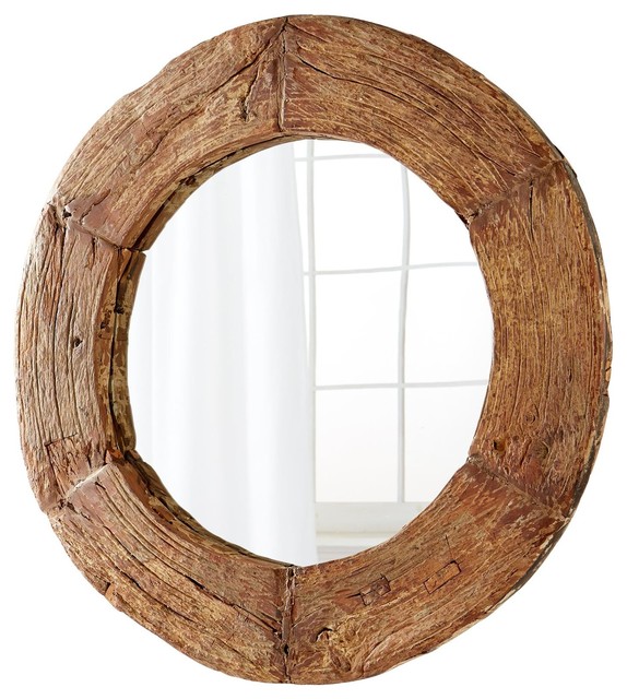 Cyan Design Wagon 50 Round Mirror Walnut And Medium Wood