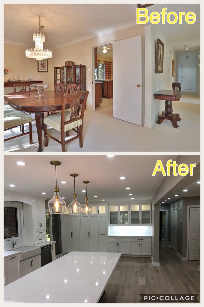 Before & After complete home remodeling with 18 ft long structural wall removal
