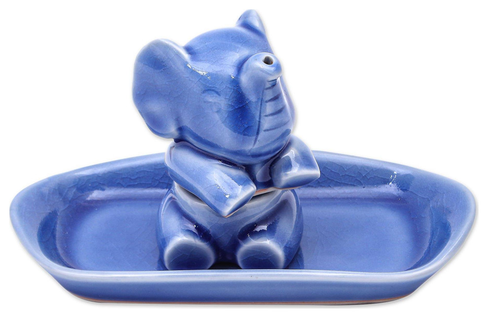 Novica Handmade Magic Elephant In Blue Salt And Pepper Set (3 Pieces)
