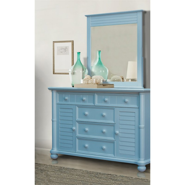 Sunset Trading Cool Breeze Coastal Wood Bedroom Dresser in Beach Blue ...