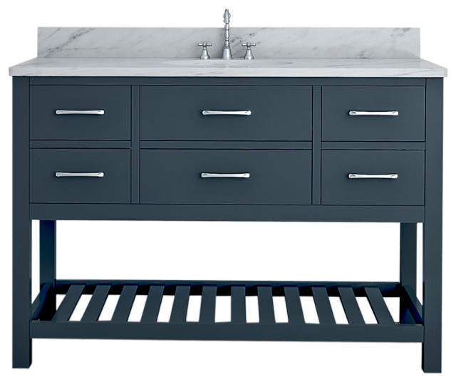 Nolita 48" Single Bathroom Vanity Set with 1" Carrera Marble Top ...