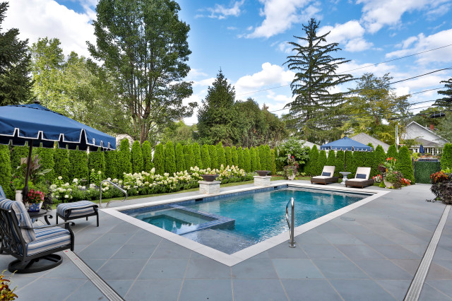 Park Ridge, IL Rectilinear Swimming Pool with Interior Hot Tub klassisk-pool