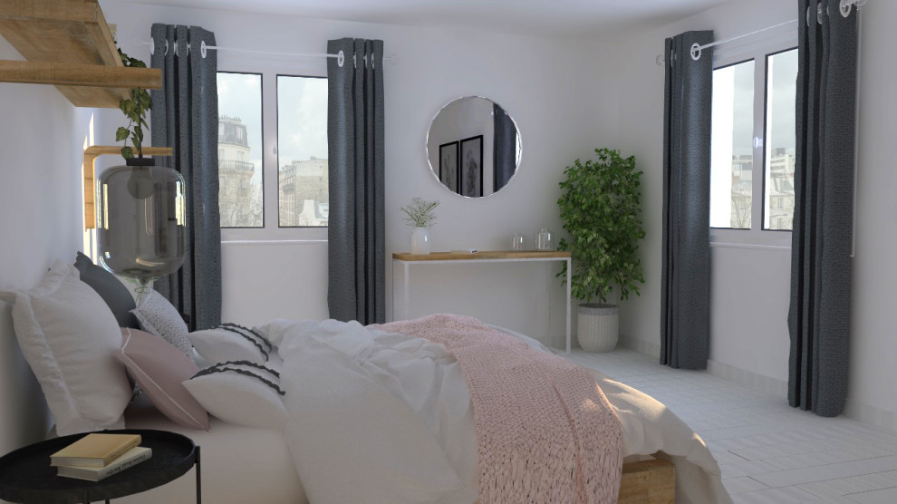 Imagen de dormitorio escandinavo de tamaño medio