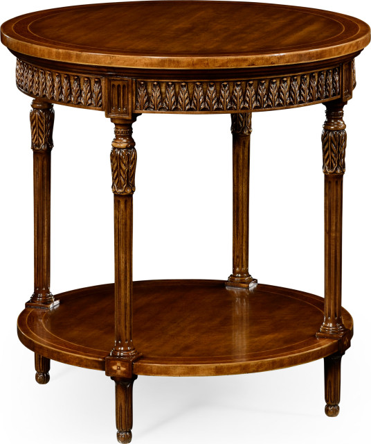 Windsor Napoleon III Round Side Table - Medium Satinwood on Marquetry