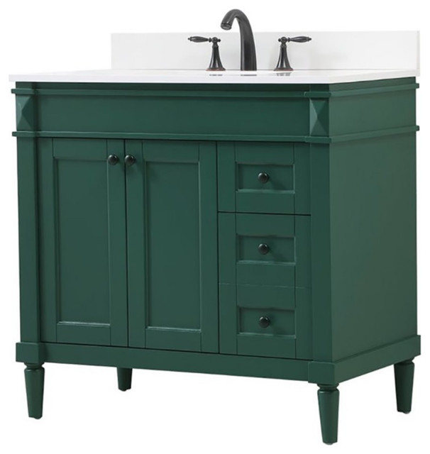 36" Single Bathroom Vanity, Green With Backsplash Contemporary Bathroom Vanities And Sink