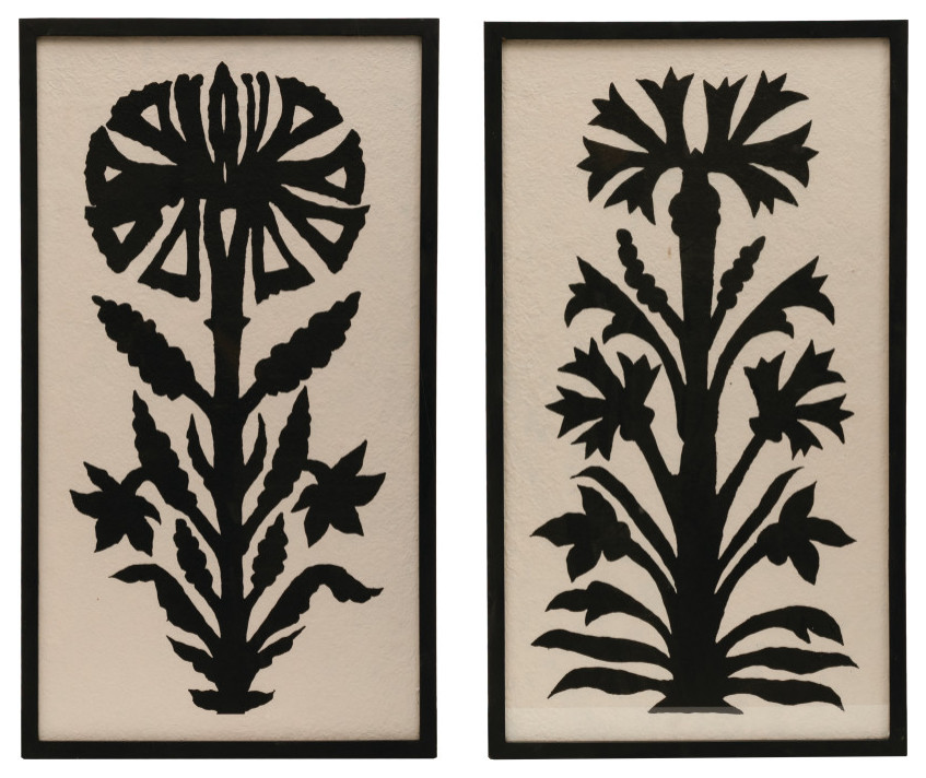 2Piece Wood Framed Wall Decor Set With Flower Image by Creative Coop Houzz