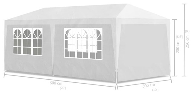 vidaXL Party Tent 10'x20' White Outdoor Garden Wedding Patio Gazebo Canopy