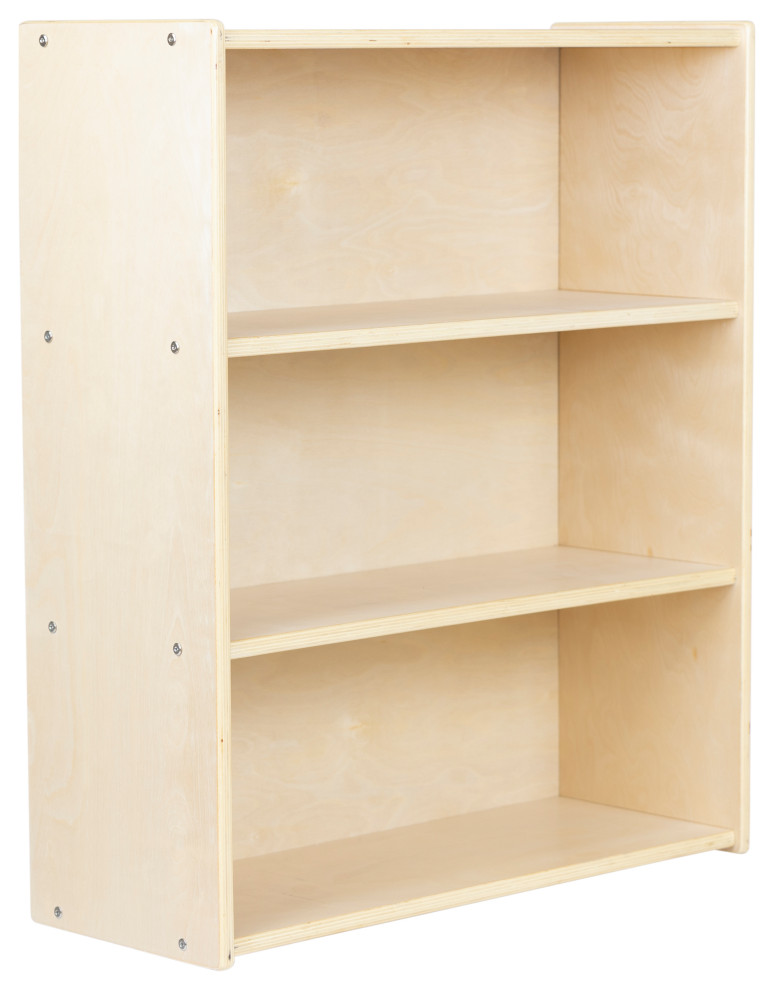 34" Birch Wood Bookcase With 2 Adjustable Shelves Transitional Kids