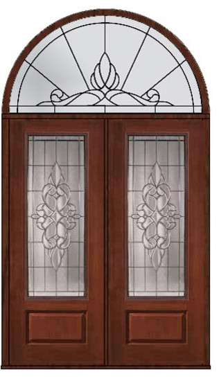 Prehung Transom Double Door 96 Fiberglass Courtlandt 3/4 Lite Glass