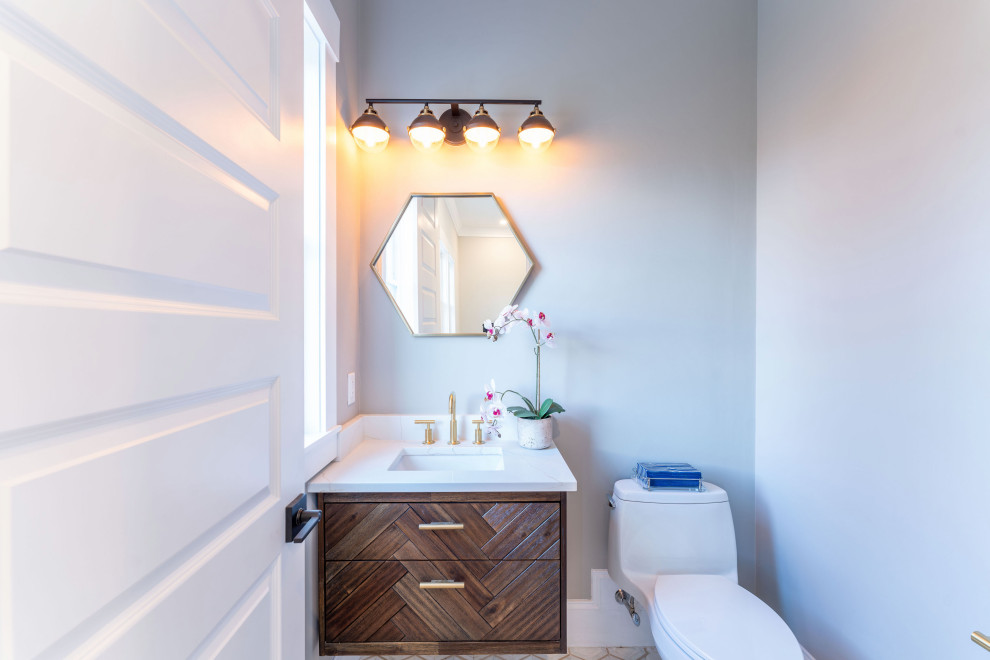This is an example of a modern powder room in Providence.