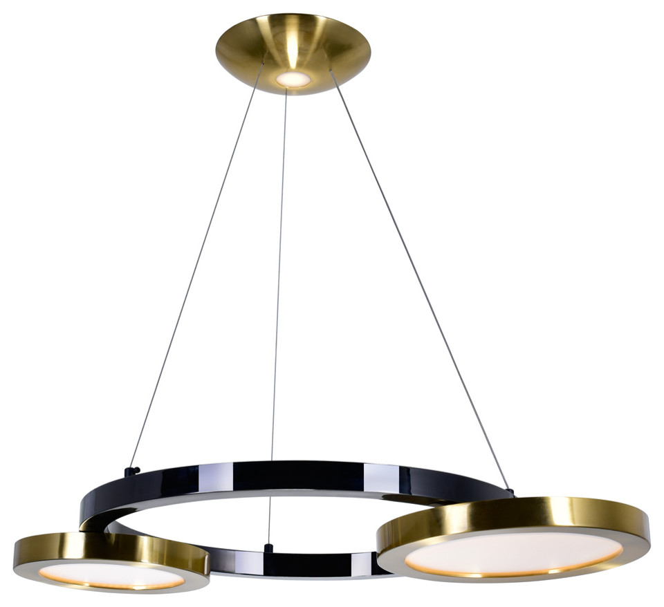 CWI LIGHTING 1215P29-2-625 LED Chandelier with Brass & Pearl Black Finish