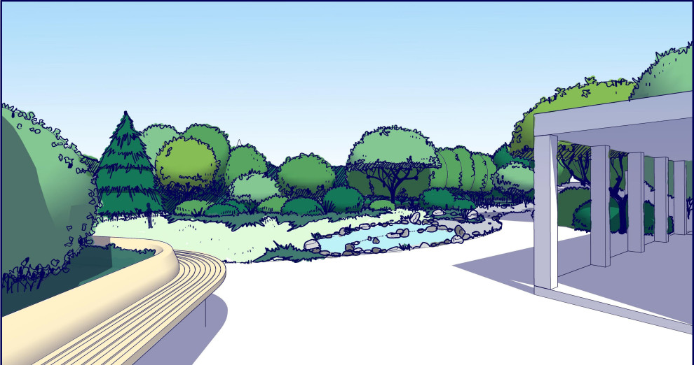 Эскизный проект ландшафтного дизайна территории дома отдыха