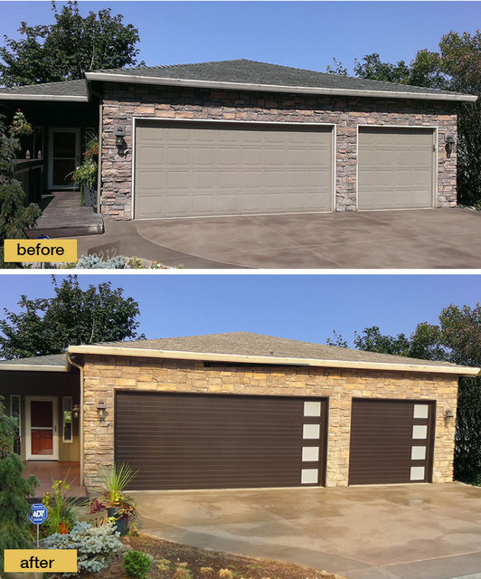 Before And After Garage Door Makeovers Contemporary Garage