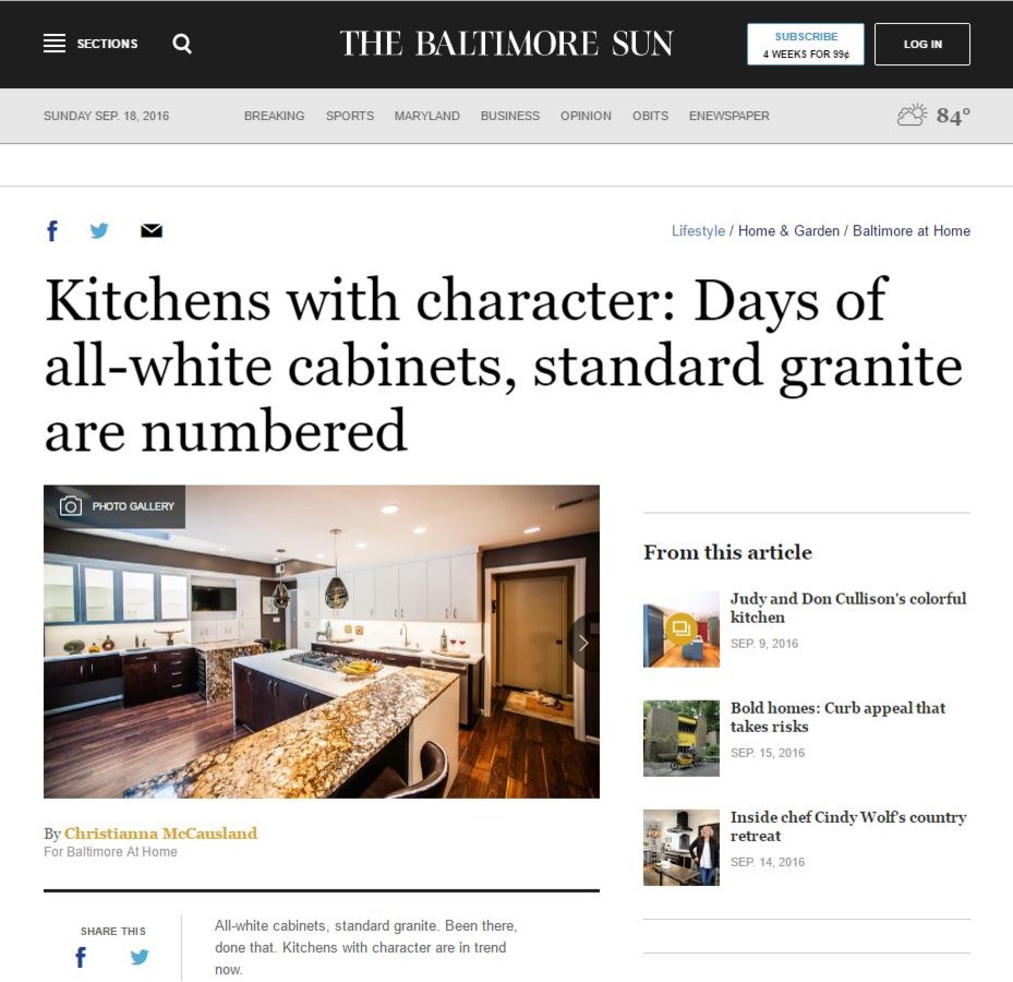 "Kitchens with character" in The Baltimore Sun