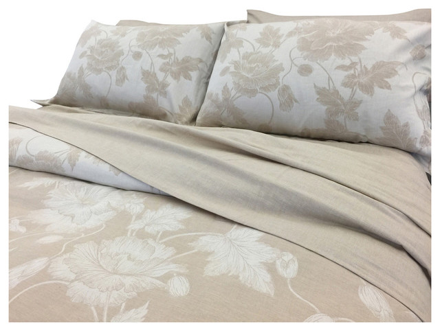 Natural Comfort Yue Home Textile Solid Linen Cotton Sheet Set Grey King 