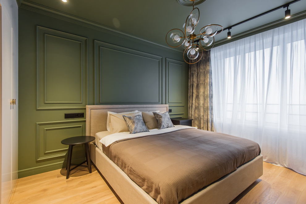 Квартира в современном стиле с зелёной спальней