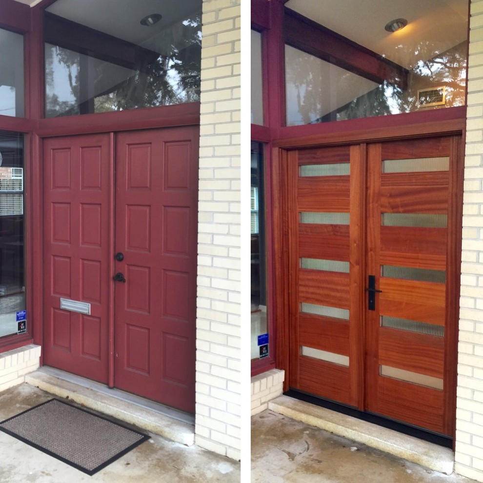Inspiration for a large modern front door in Jacksonville with a double front door.