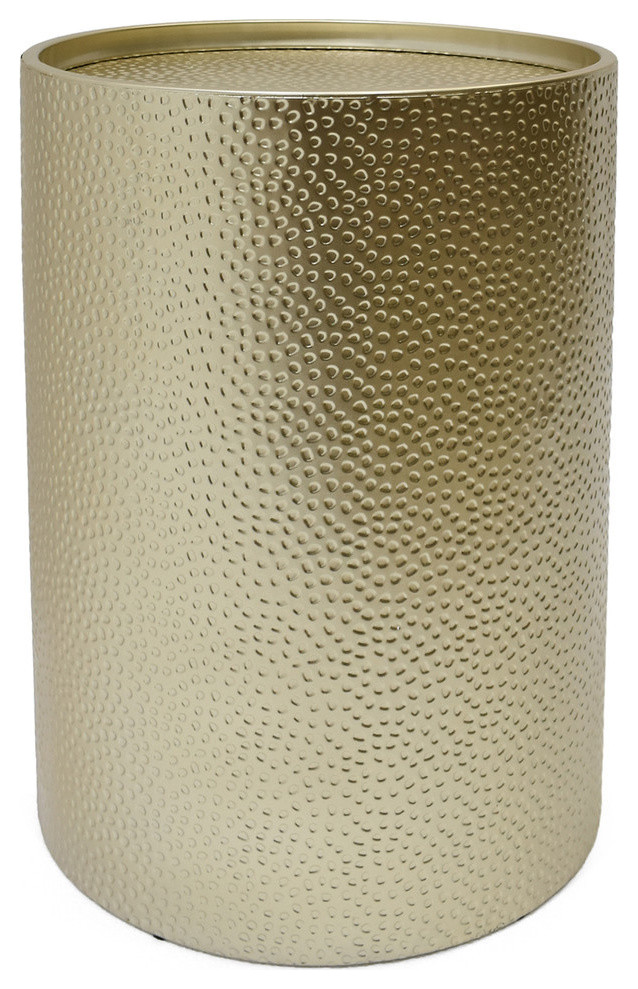 Rache Modern Round Accent Table With Hammered Iron Contemporary