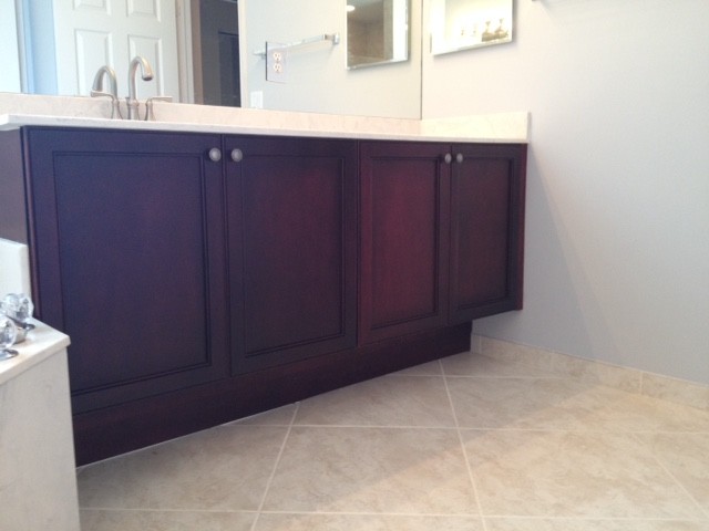 Scott's Master Bathroom Reface Dark Red Mahogany Finish