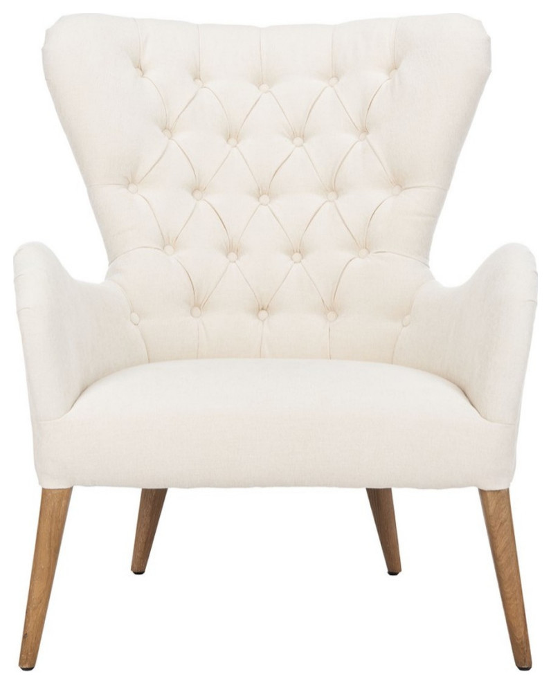 Laverne Contemporary Wingback Chair Off White