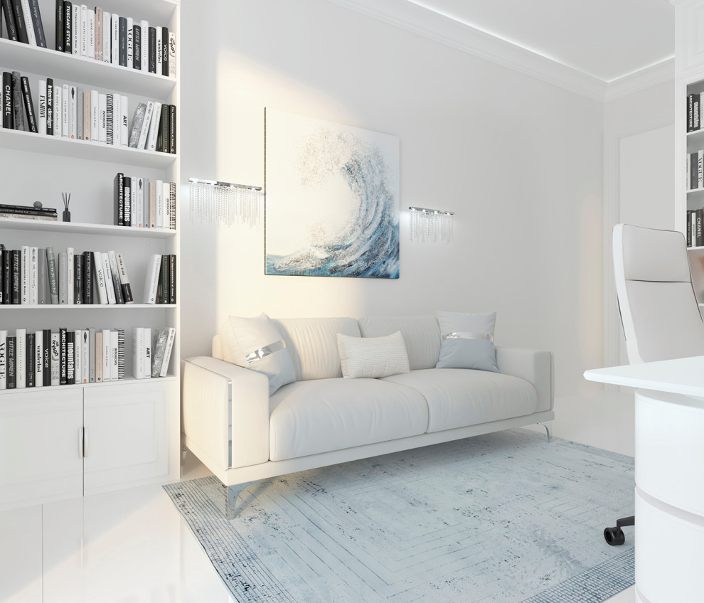 Роскошный белый интерьер в стиле ар-деко 105 кв.м. в ЖК ФИЛИ СИТИ