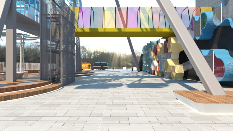 Прогулочная зона под колесом обозрения КРК Мегаполис