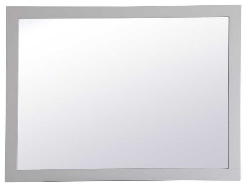 Pemberly Row 36" x 48" Wood Frame Bathroom Mirror in Gray Finish