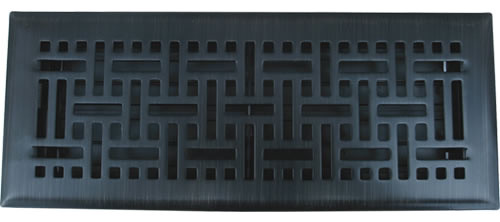 Oil Rubbed Bronze Wicker Plated Steel Floor Register, 4"x10"