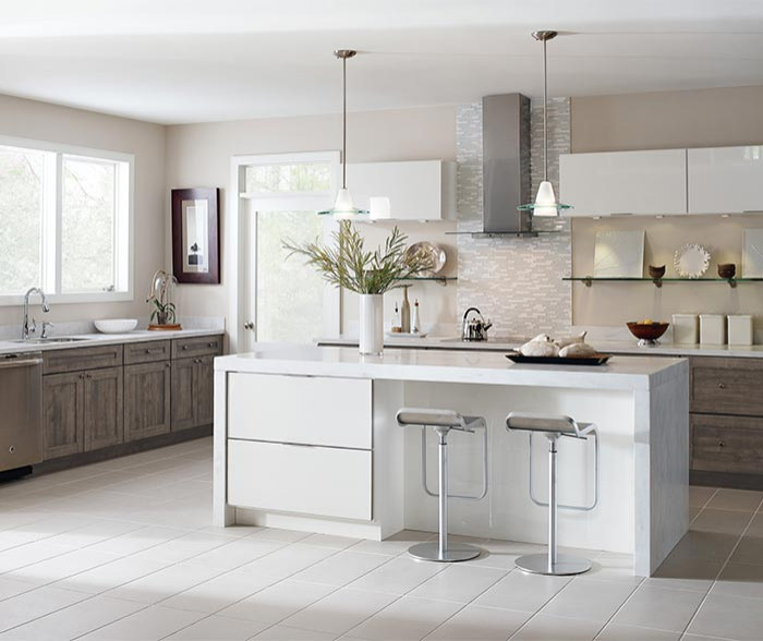 Wixom Cabinets with High Glass White Finish - Diamond Cabinetry