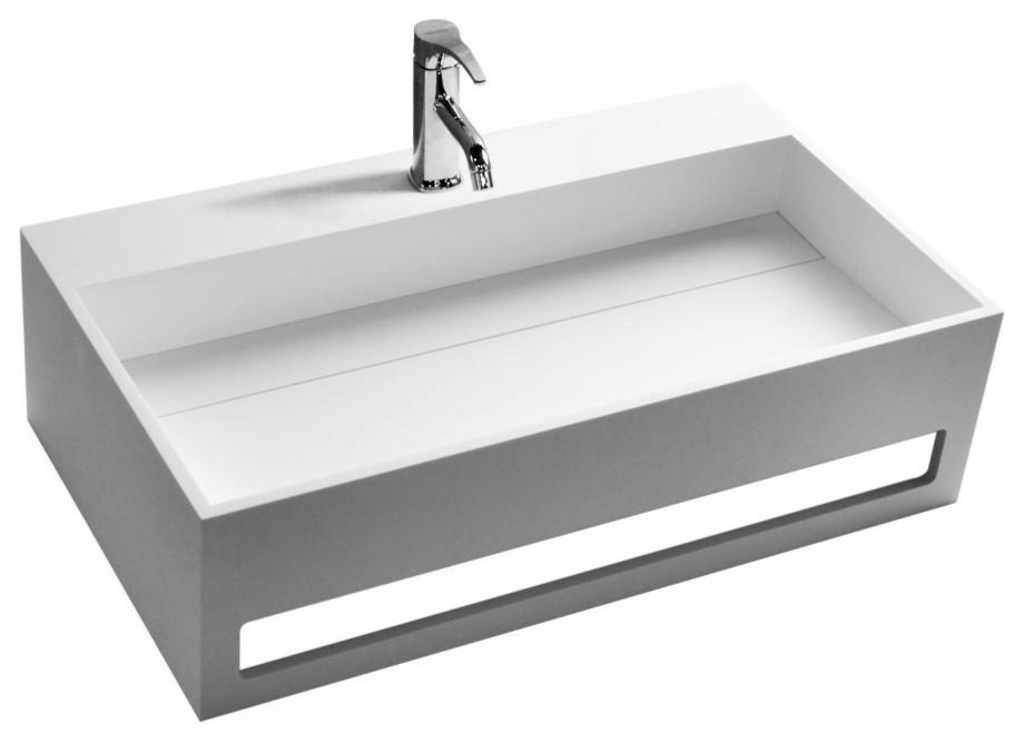 ADM Rectangular Countertop Sink, White, 28", Glossy White