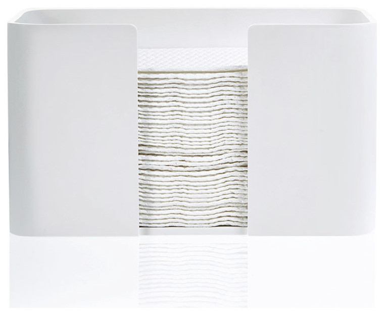 Stone Paper Towel Holder, Matte White Contemporary Paper Towel