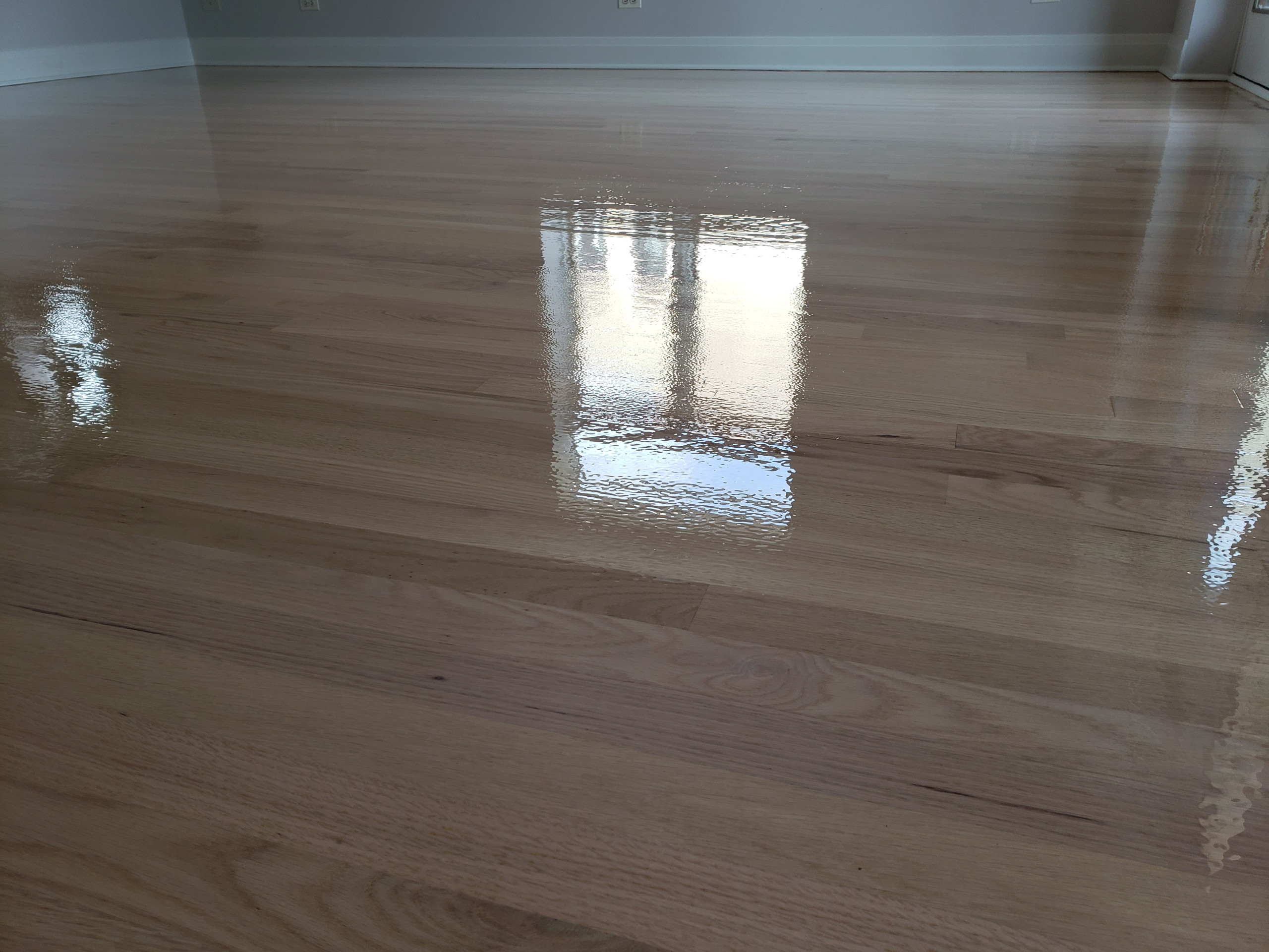 Chicago , Bona Seal on red oak finished with 3 coats Bona Mega One