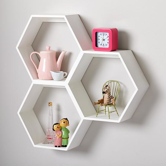 Honeycomb Wall Shelf, White