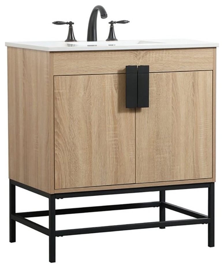 Elegant Decor Eugene 30" Aluminum MDF Single Bathroom Vanity in Mango