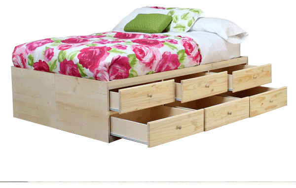 Queen Storage Bed, 12 Drawers - Contemporary - Bed Frames ...