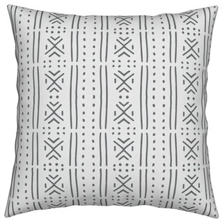 Line_Mudcloth Black Mudcloth Throw Pillow - Scandinavian - Outdoor Cushions And Pillows - by ...