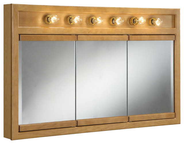 Richland 48" 6Light Triview Medicine Nutmeg Oak Finish Transitional Medicine