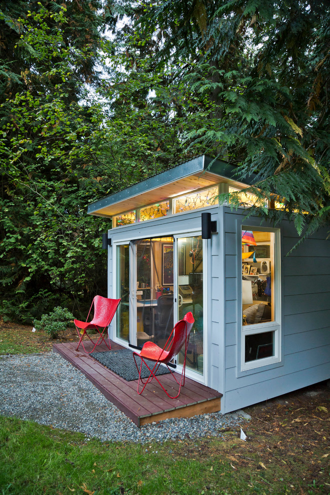 Studio / workshop shed - mid-sized modern detached studio / workshop shed idea in Seattle