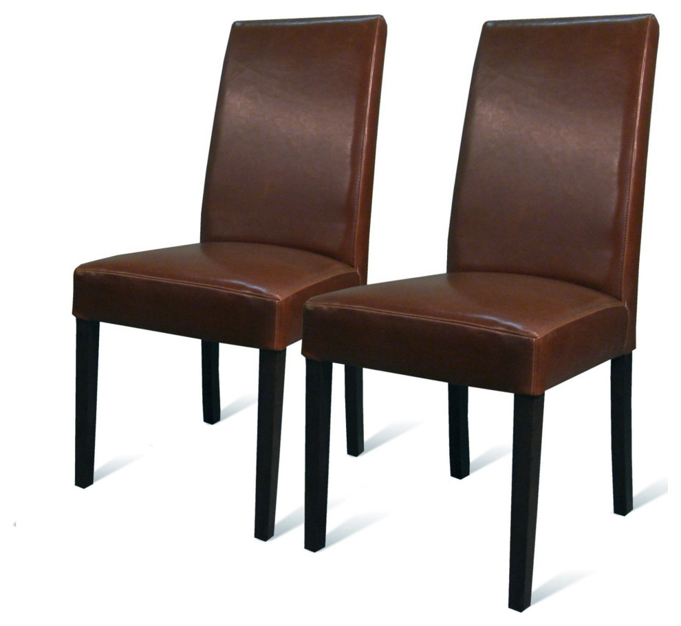 Hartford Bicast Leather Dining Chair, (Set Of 2) Transitional