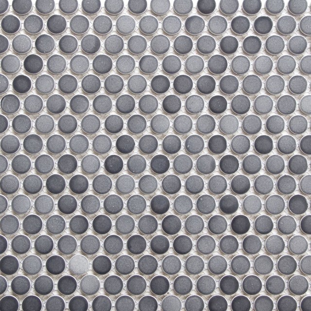 12 X12 Grant Gray Penny Round, Penny Round Mosaic Tiles Floor