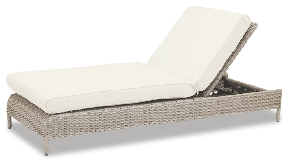 Manhattan Adjustable Chaise With Cushions, Linen Canvas With Self Welt