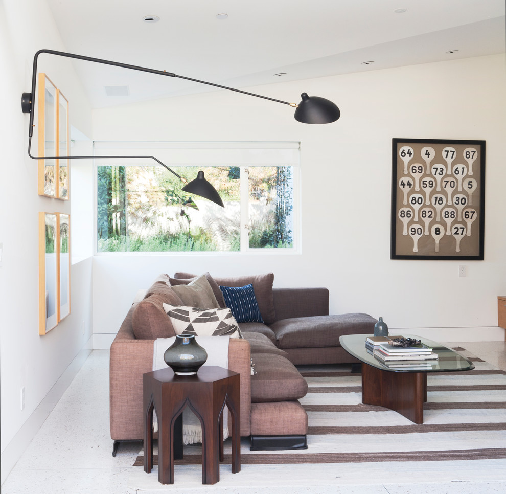 Design ideas for a contemporary living room in Los Angeles with white walls.