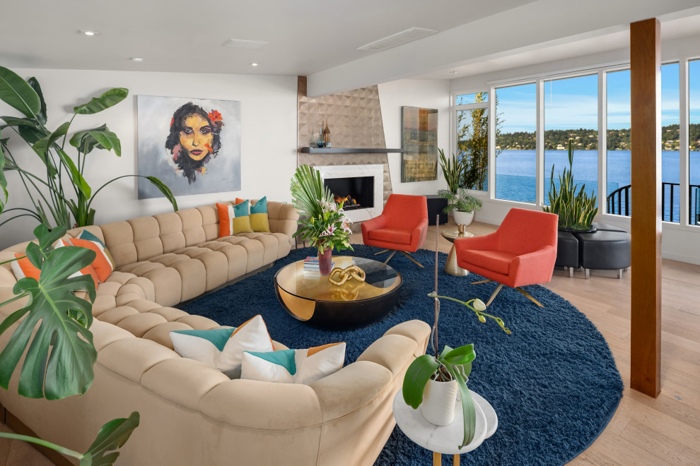 Example of a 1960s living room design in Seattle
