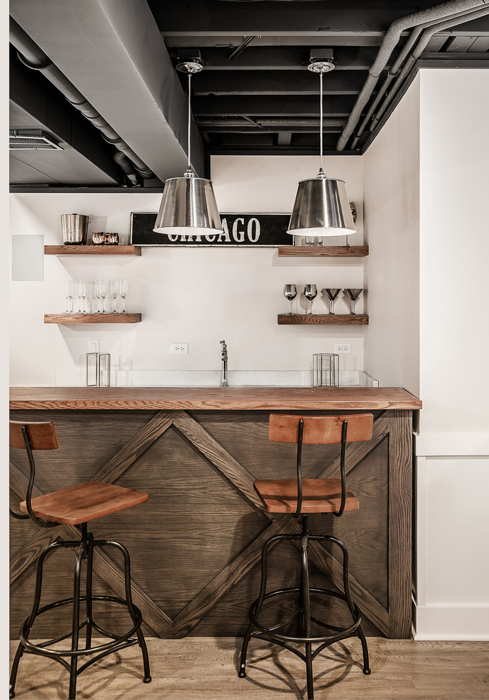 Design ideas for a seated home bar in Chicago.