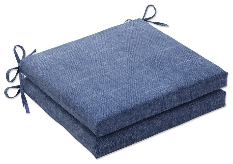 Tory Denim Squared Corners Seat Cushion 20X20X3 Set of 2 Transitional