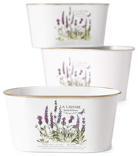 French Country Style Planters Set Of 3 White Zinc 10 1 4 9 And 7 3 4 Inches Farmhouse Outdoor Pots And Planters By Whole House Worlds