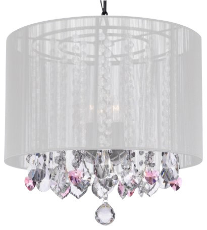 Crystal Chandelier With Pink Hearts, White