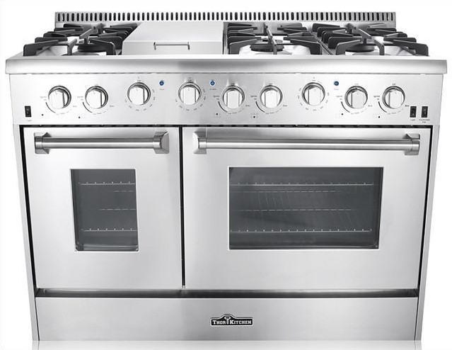 48 Dual Fuel Range 6 Burner With Griddle And Double Oven Modern 48 Dual Fuel Range 6 Burner With Griddle And Double Oven